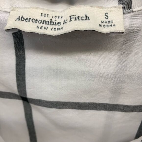 Abercrombie & Fitch blouse white grey checks small - Picture 5 of 8